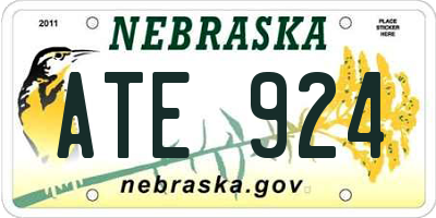NE license plate ATE924