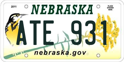 NE license plate ATE931