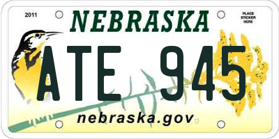 NE license plate ATE945