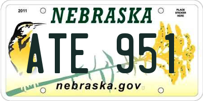 NE license plate ATE951