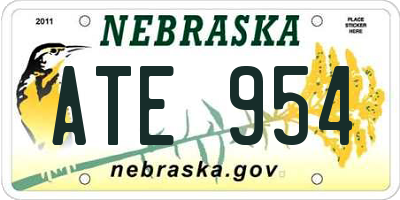 NE license plate ATE954