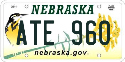 NE license plate ATE960