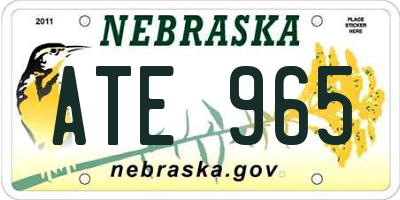 NE license plate ATE965