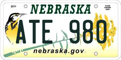 NE license plate ATE980
