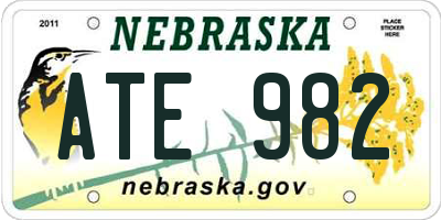 NE license plate ATE982