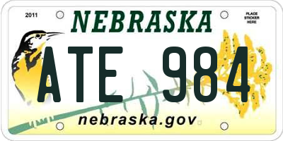 NE license plate ATE984