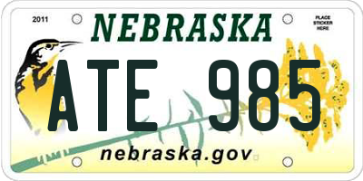 NE license plate ATE985