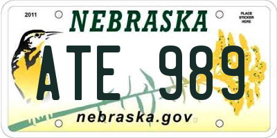 NE license plate ATE989
