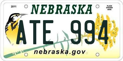 NE license plate ATE994