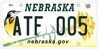 NE license plate ATF005