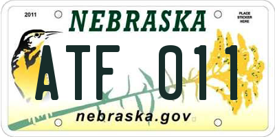 NE license plate ATF011