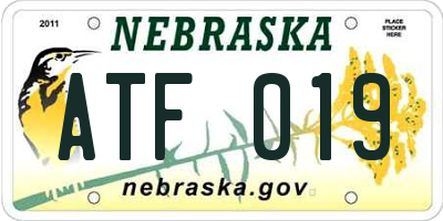 NE license plate ATF019