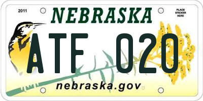 NE license plate ATF020