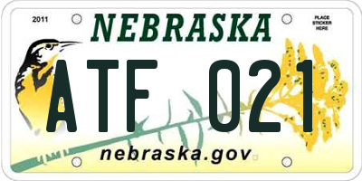 NE license plate ATF021