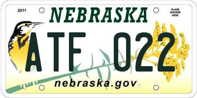 NE license plate ATF022