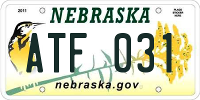 NE license plate ATF031
