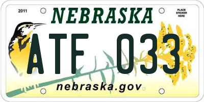 NE license plate ATF033