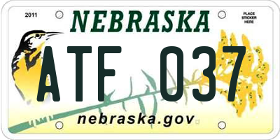 NE license plate ATF037
