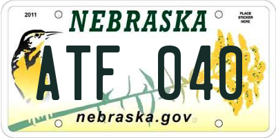 NE license plate ATF040