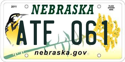 NE license plate ATF061