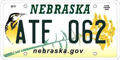 NE license plate ATF062