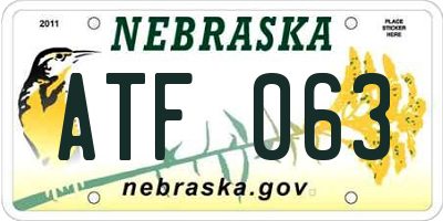 NE license plate ATF063