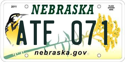 NE license plate ATF071