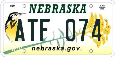 NE license plate ATF074