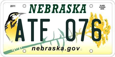 NE license plate ATF076