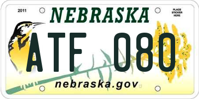 NE license plate ATF080