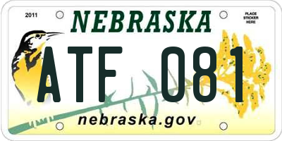 NE license plate ATF081