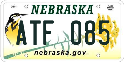 NE license plate ATF085