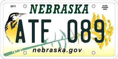 NE license plate ATF089