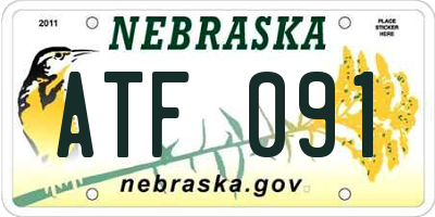 NE license plate ATF091