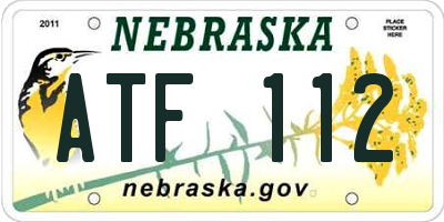 NE license plate ATF112