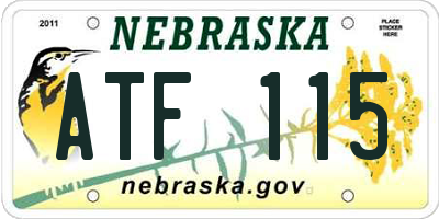 NE license plate ATF115