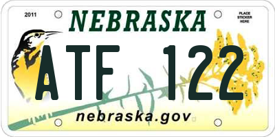 NE license plate ATF122
