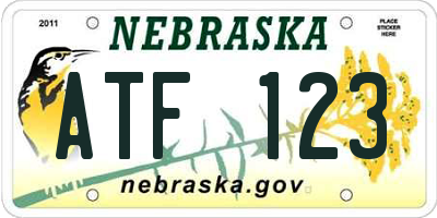 NE license plate ATF123