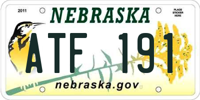 NE license plate ATF191