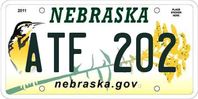 NE license plate ATF202