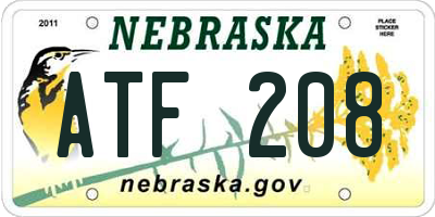 NE license plate ATF208