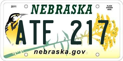 NE license plate ATF217