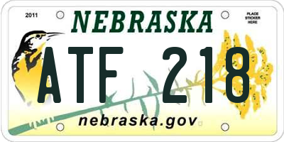 NE license plate ATF218