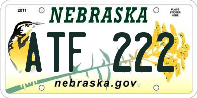 NE license plate ATF222