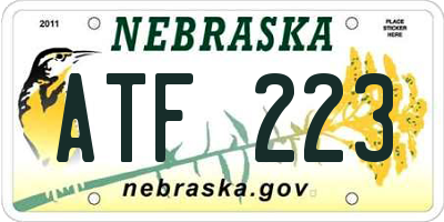 NE license plate ATF223