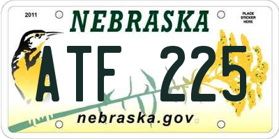 NE license plate ATF225