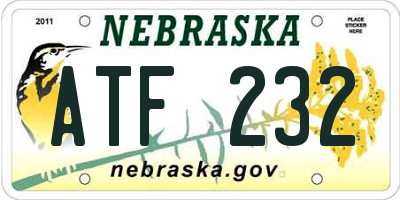 NE license plate ATF232