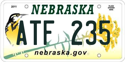 NE license plate ATF235