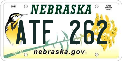 NE license plate ATF262