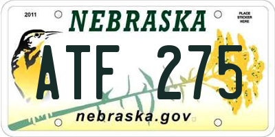 NE license plate ATF275
